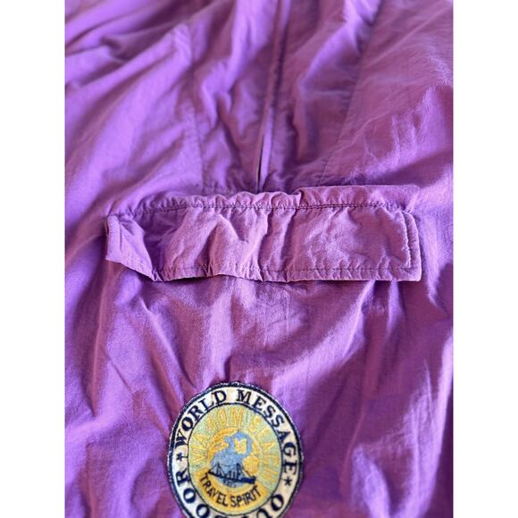 HOM  Jacket Mens, Purple Wind Breaker Pullover Front Side Pockets Hooded - Picture 11 of 14